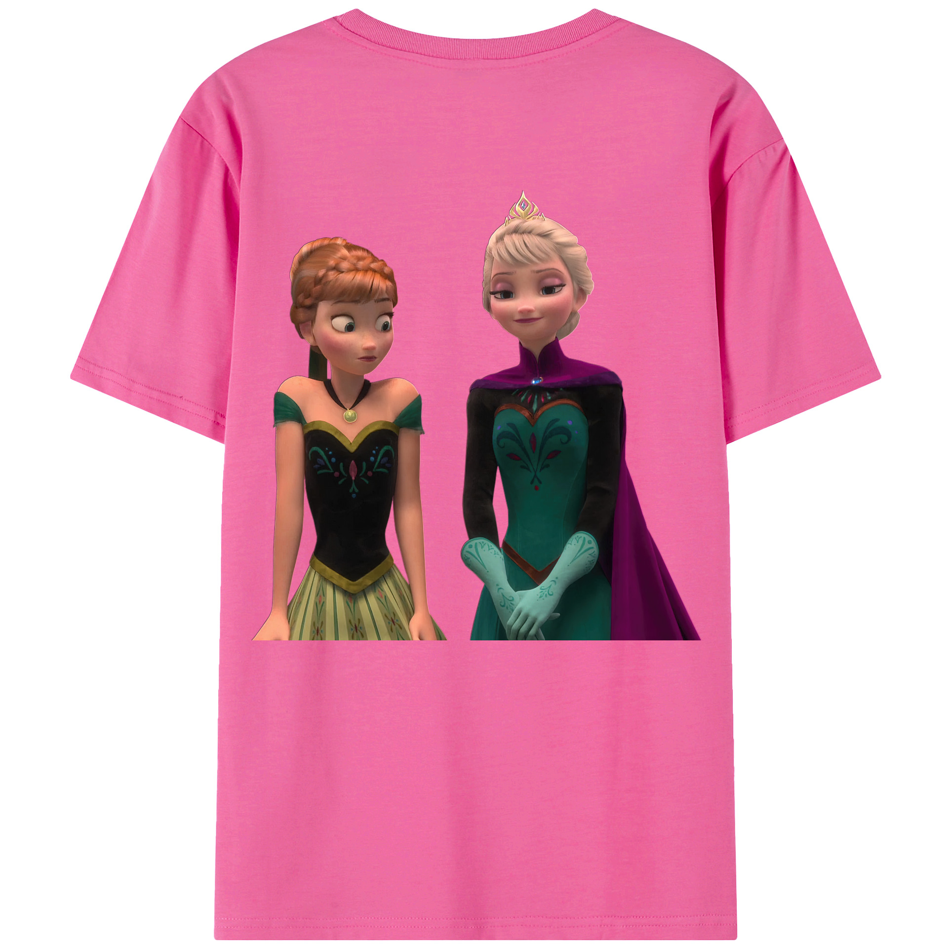 （画像用） アナと雪の女王 アンナ エルサ Frozen Anna Elsa レディース半袖Tシャツ(バックプリント)